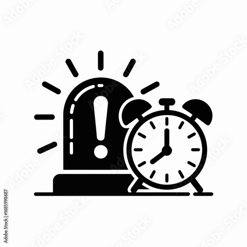 Emergency Alarm Siren Clock Icon Vector Alert Notification