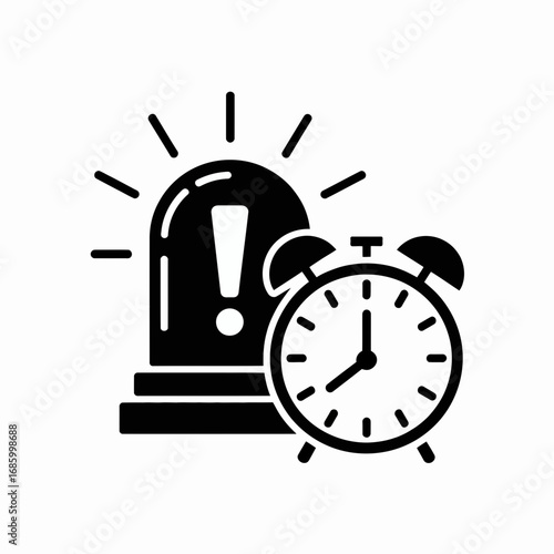 Alarm Clock Warning Icon Vector Emergency Time Alert Symbol