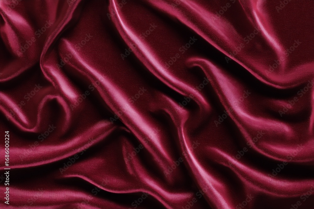 Obraz premium Luxurious red silk fabric with smooth waves and elegant texture