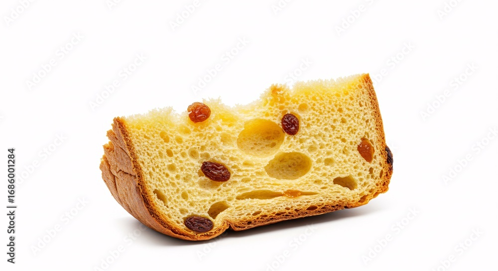 Fototapeta premium Slice of candied fruit panettone for Christmas on a white background