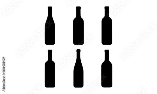 Silhouette bottles collection: minimalist black icons on white background