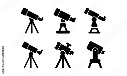 Telescope silhouettes set featuring various designs and mounts