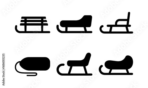 Set of six sleigh silhouettes for winter and holiday design themes