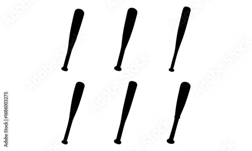 Silhouette collection of baseball bats in various angles