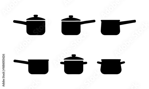 Silhouette collection of cooking pots and saucepans for kitchen design projects