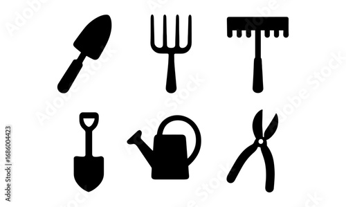 Minimalist garden tools set: silhouette designs for home and outdoor projects