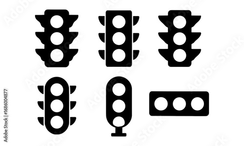 Silhouette traffic light icons set for urban and road design projects