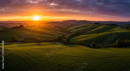 Golden Hour Over Rolling Hills