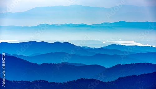 Blue mountain range panorama