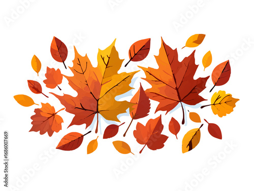 Autumn leaves collection, vector illustration, white background
