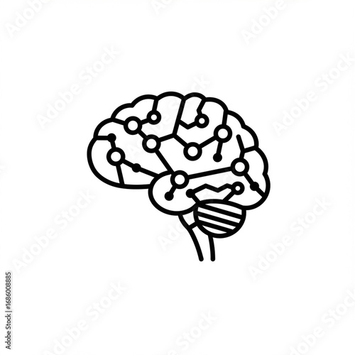 2D Artificial intelligence brain icon