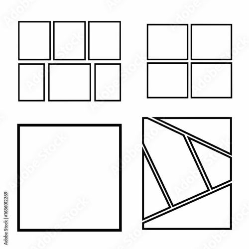 A versatile set of vector grid layouts and abstract collage frames for creative photo storytelling