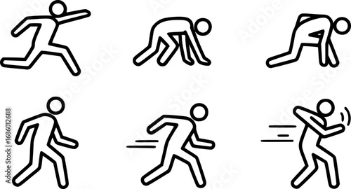 set of person dodging action outline icon vector
