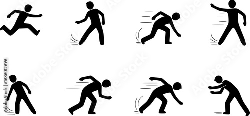 set of person dodging action outline icon vector
