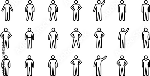 set of person standing up outline icon vector
