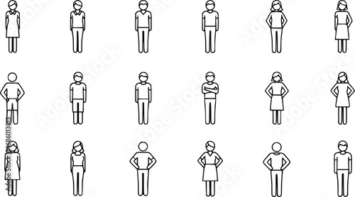 set of person standing up outline icon vector
