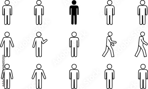 set of person standing up outline icon vector
