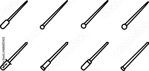 set of pointer teaching stick outline icon vector
