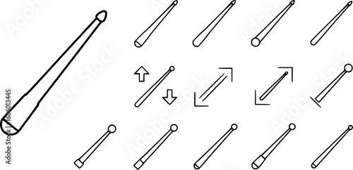 set of pointer teaching stick outline icon vector
