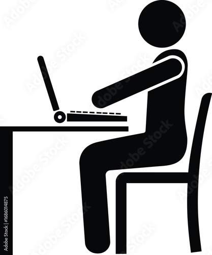 PrintPerson using a laptop while sitting.