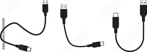 Collection of usb charging cables silhouette
