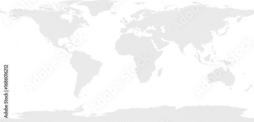 World vector map with forward diagonal line fill (PPT-compatible & fully editable)	