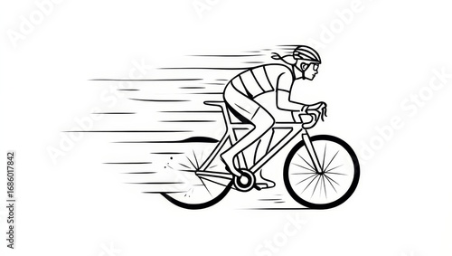 Cyclist Riding a Road Bike - Vector Illustration