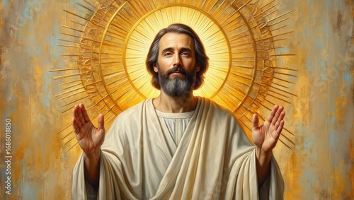Jesus Christ with Halo - Religious Portrait of Savior
