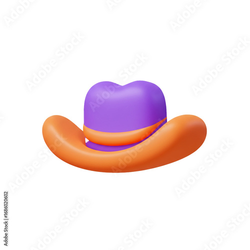 A vibrant, cartoon-style cowboy hat rendered with smooth gradients and a playful aesthetic, perfect for digital designs.
