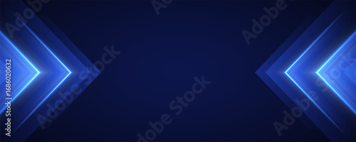 Glowing blue arrows background, dynamic glowing pointers backdrop, fast motion. Movement, boost or action concept. Vector illustration.