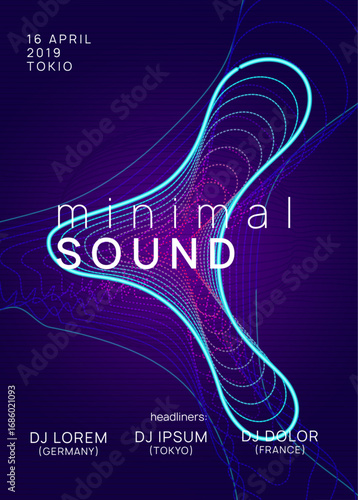 Party Banner. Electro Invite. Violet Dj Event. Dance Trance Graphic. Blue Discotheque Flyer. Soundwave Beat Invitation. Sound Poster. Pink Party Banner