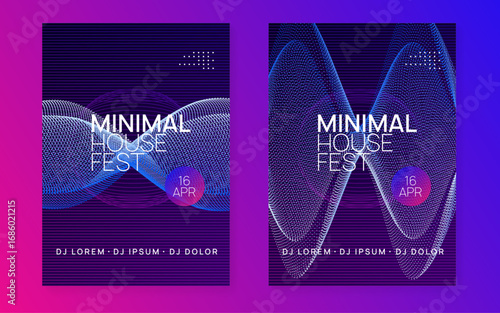 Music Flyer. Violet Dj Set. Sound Poster. Discotheque Trance Graphic. Electronic Audio Invitation. Blue Party Background. Festival Cover. Pink Music Flyer