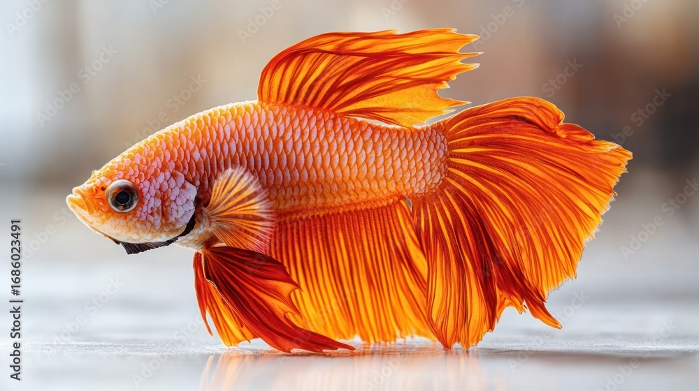 Fototapeta premium Vivid orange-and-white betta fish