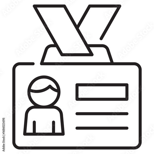 ID card, badge, identification, employee, office, staff, work, ID, badge, identification, professional, employee badge, company, access, business, name tag, security, profile ,Line,Icon
