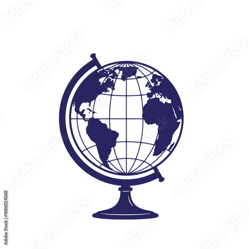 Simple illustration of a globe depicting earth on a stand representing global concept