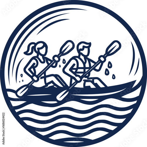 kayaking on the river logo design