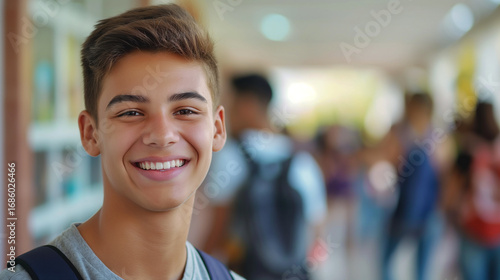 Menino sorrindo na escola