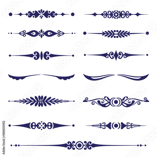 Elegant decorative dividers collection with various vector design elements on white background