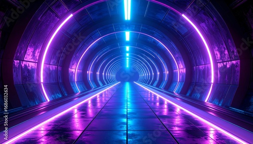 Wallpaper Mural Futuristic tunnel with vibrant neon lights Torontodigital.ca