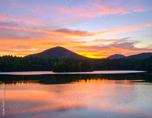 Wallpaper Mural Serene mountain lake sunset reflection Torontodigital.ca