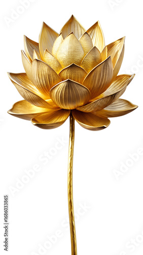 golden lotus flower isolated on white background