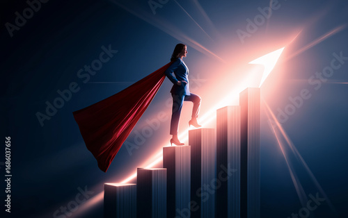 growth, business, arrow, Superhero, hero, success, Wonder Woman, goal, vision, purpose, rush, struggle, revolution, innovation, graph, woman, career woman, chart, finance, diagram, vector, financial, 