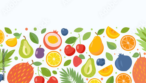 Colorful Fresh Fruit Pattern Illustration.