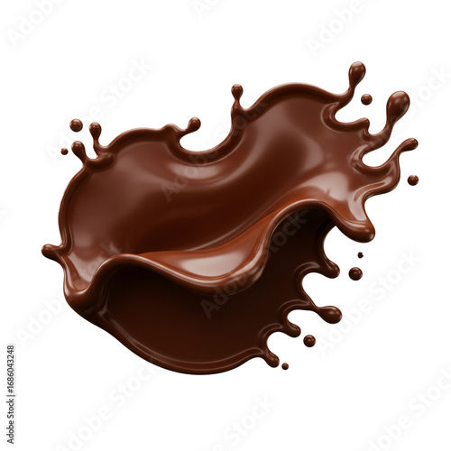 A dynamic splash of rich, flowing, liquid indulgence, showcasing the delicious texture and vibrant color of a sweet, dark treat.