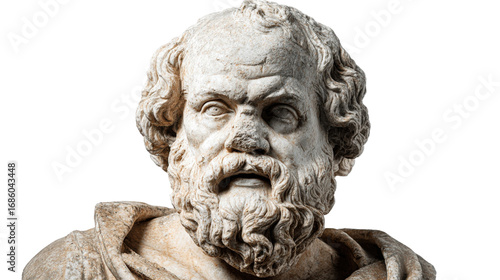 Greek philosopher Socrates statue, isolated on a Transparent background, PNG file.
