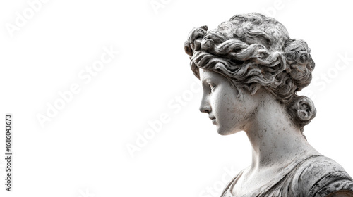 Greek statue of Aphrodite, isolated on a Transparent background, PNG file.