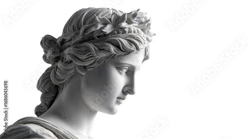 Greek statue of Aphrodite, isolated on a Transparent background, PNG file.