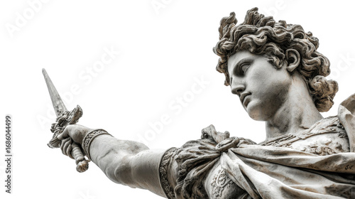 Greek victory statue, isolated on a Transparent background, PNG file.