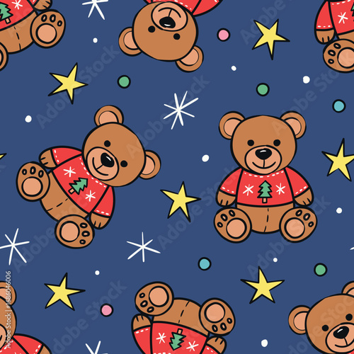 Christmas Teddy Bear Pattern Winter Teddy Bear Background