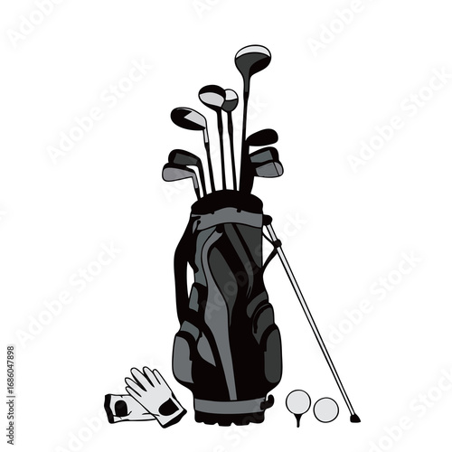 illustration vector of a complete set of golf clubs with a white background